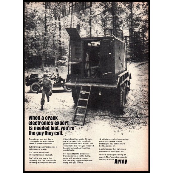 1967 US Army Recruiter Recruiting Vintage Print Ad Electronics Expert Wall Art - Picture 1 of 1